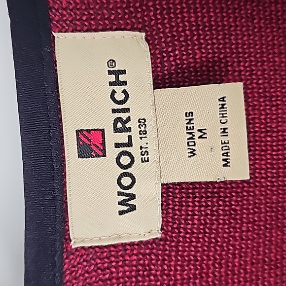 Woolrich Elegant Ruby Red Aztec Design Zip Front Sweater - Picture 3 of 16